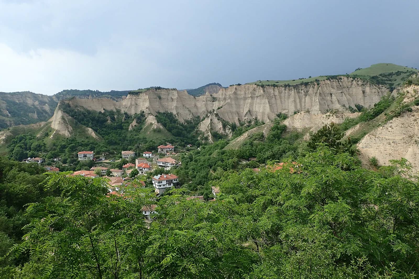 The sand pyramids of Melnik, a short drive from Sandanski, above a village