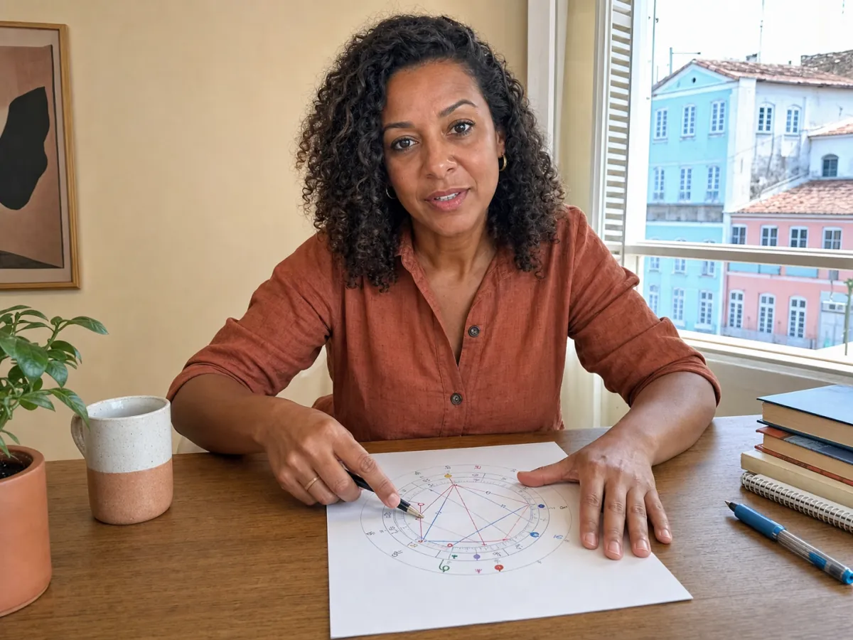 A spiritual guidance practitioner leading a real online session
